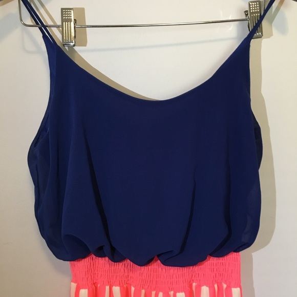 Blue Pink Wide Leg Striped Jumpsuit Size Medium - Picture 2 of 4